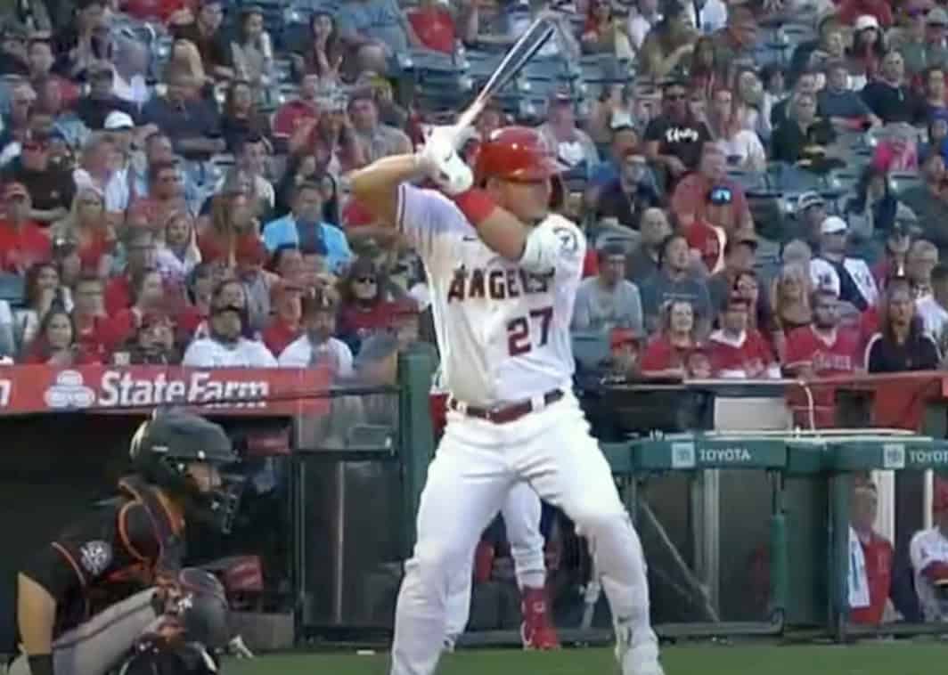 Image of Mike Trout showcasing his elite performance, relevant for first pick discussions.